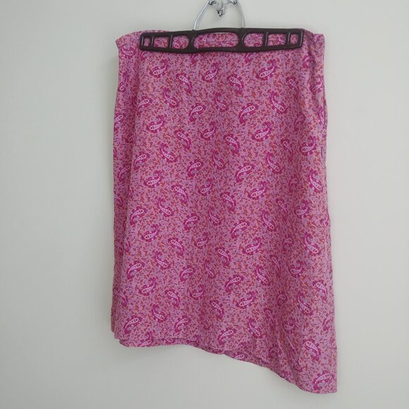 J. Crew 100% silk skirt size 8 pink paisley print - Picture 5 of 13